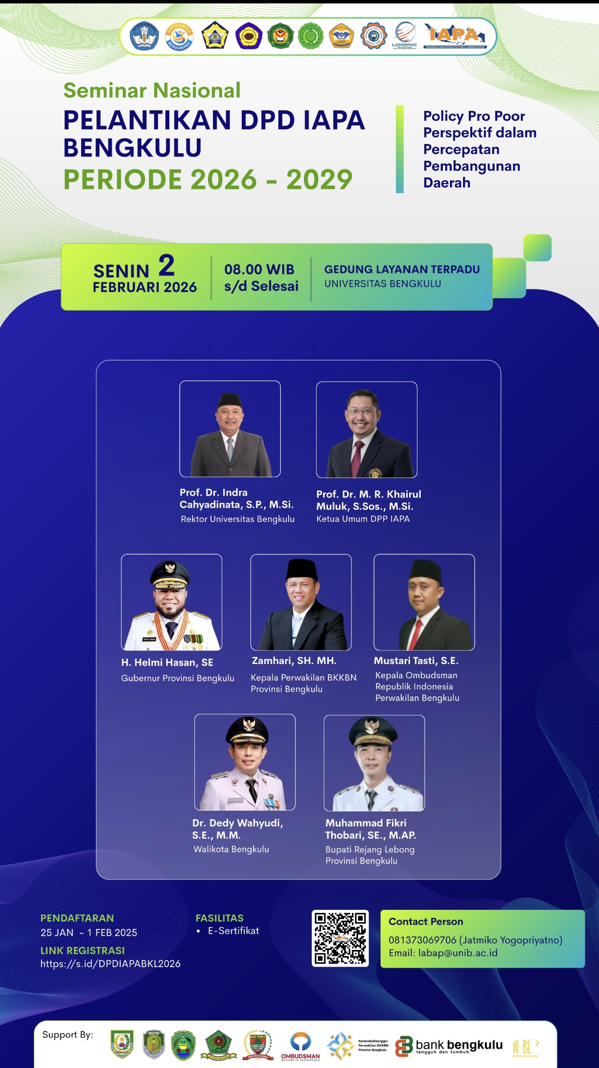 Seminar Nasional dan Pelantikan DPD IAPA Bengkulu Periode 2026–2029 Akan Digelar di Universitas Bengkulu