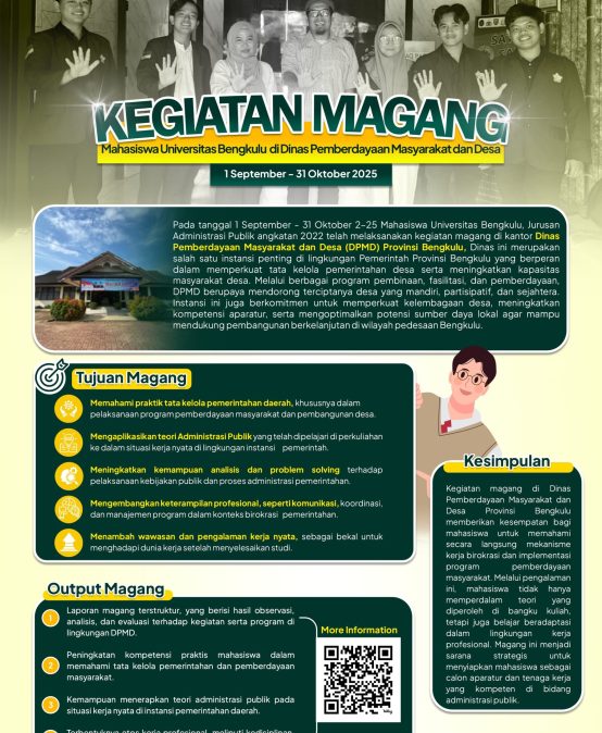 Penjemputan Mahasiswa Magang Jurusan Administrasi Publik FISIP UNIB di Dinas PMD Provinsi Bengkulu Oleh Dosen Pembimbing Magang