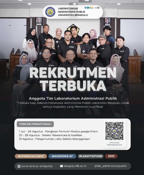 Bergabunglah sebagai Anggota Tim Laboratorium Administrasi Publik FISIP UNIB Periode 2026