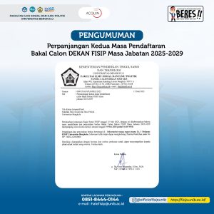 Pengumuman: Perpanjangan Kedua Masa Pendaftaran Bakal Calon DEKAN FISIP Masa Jabatan 2025-2029