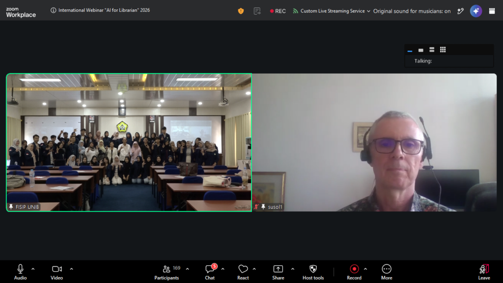 Webinar Internasional “AI for Librarian” Prodi Perpustakaan dan Sains Informasi FISIP UNIB Sukses Digelar, Bahas Peran AI bagi Pustakawan di Era Digital